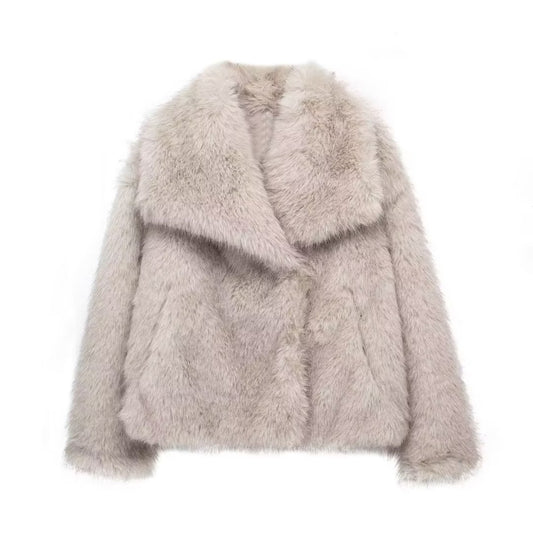 Winter Plush Coat Fluffy Outwear Casual Womens